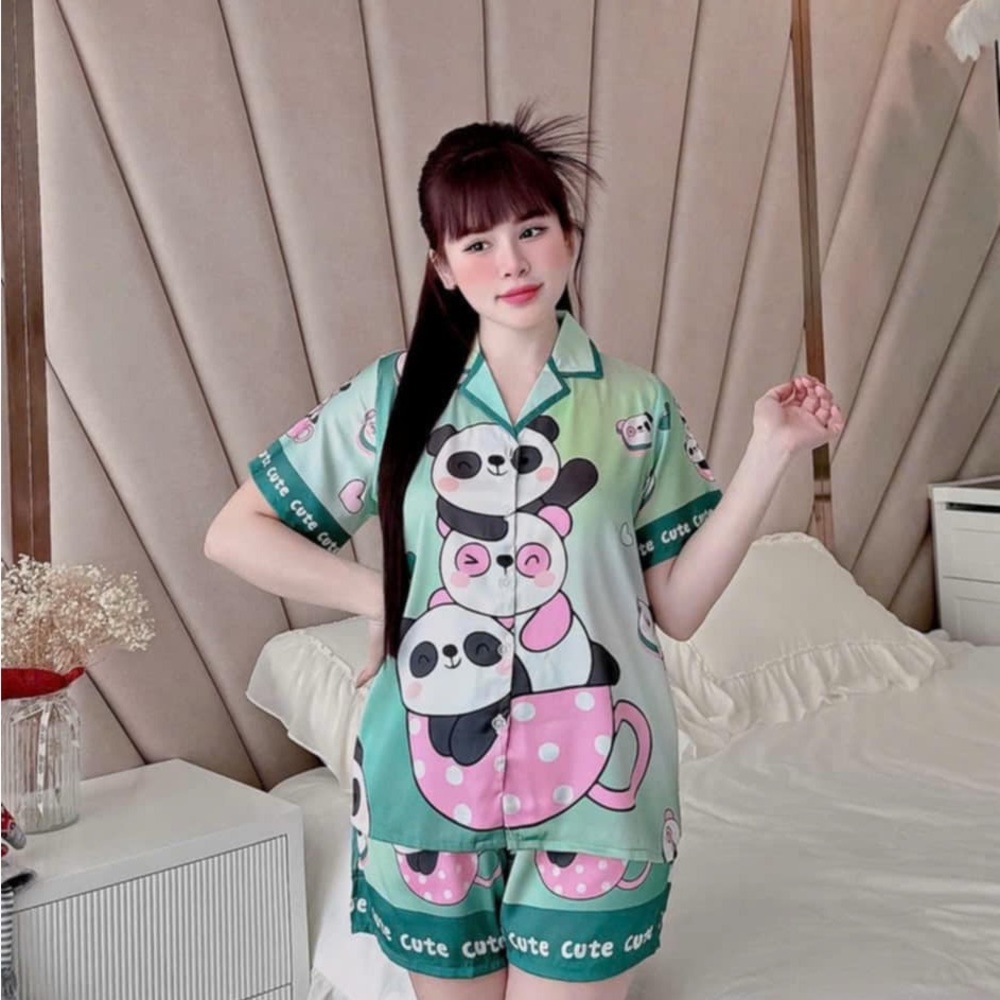 Green Cartoon Panda Pajamas